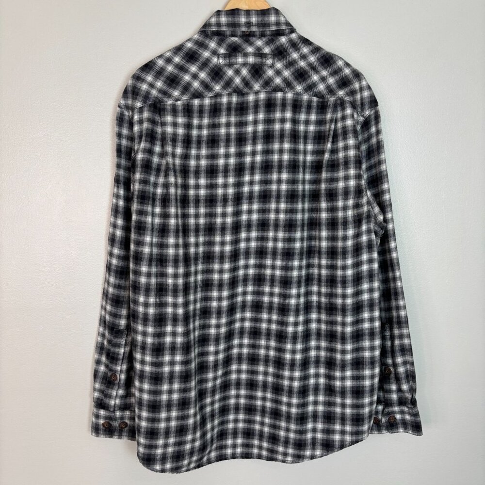 Duluth Trading Co Flannel Shirt Large Gray Plaid Cotton Blend Button-Front Men's - Picture 4 of 10